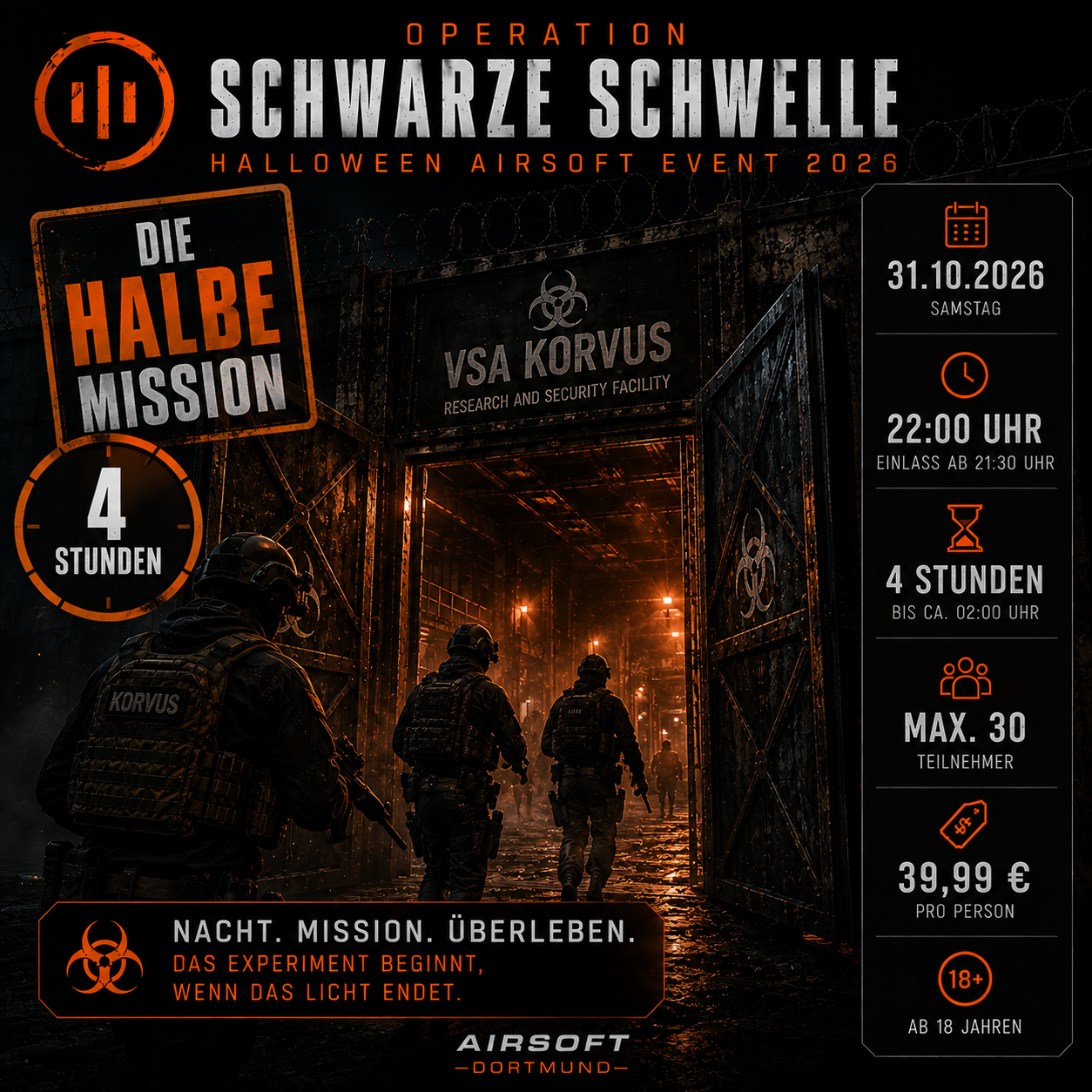 Operation Schwarze Schwelle – Halloween Airsoft Event 2026 | Eigene Ausrüstung I 22:00–02:00 Uhr (18+)