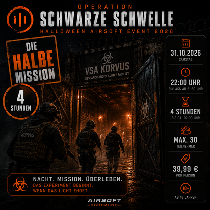 Operation Schwarze Schwelle – Halloween Airsoft Event 2026 | Eigene Ausrüstung I 22:00–02:00 Uhr (18+)