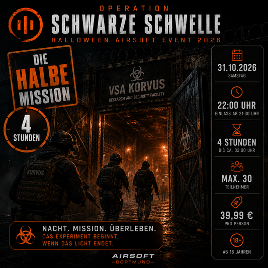 Operation Schwarze Schwelle – Halloween Airsoft Event 2026 | Eigene Ausrüstung I 22:00–02:00 Uhr (18+)