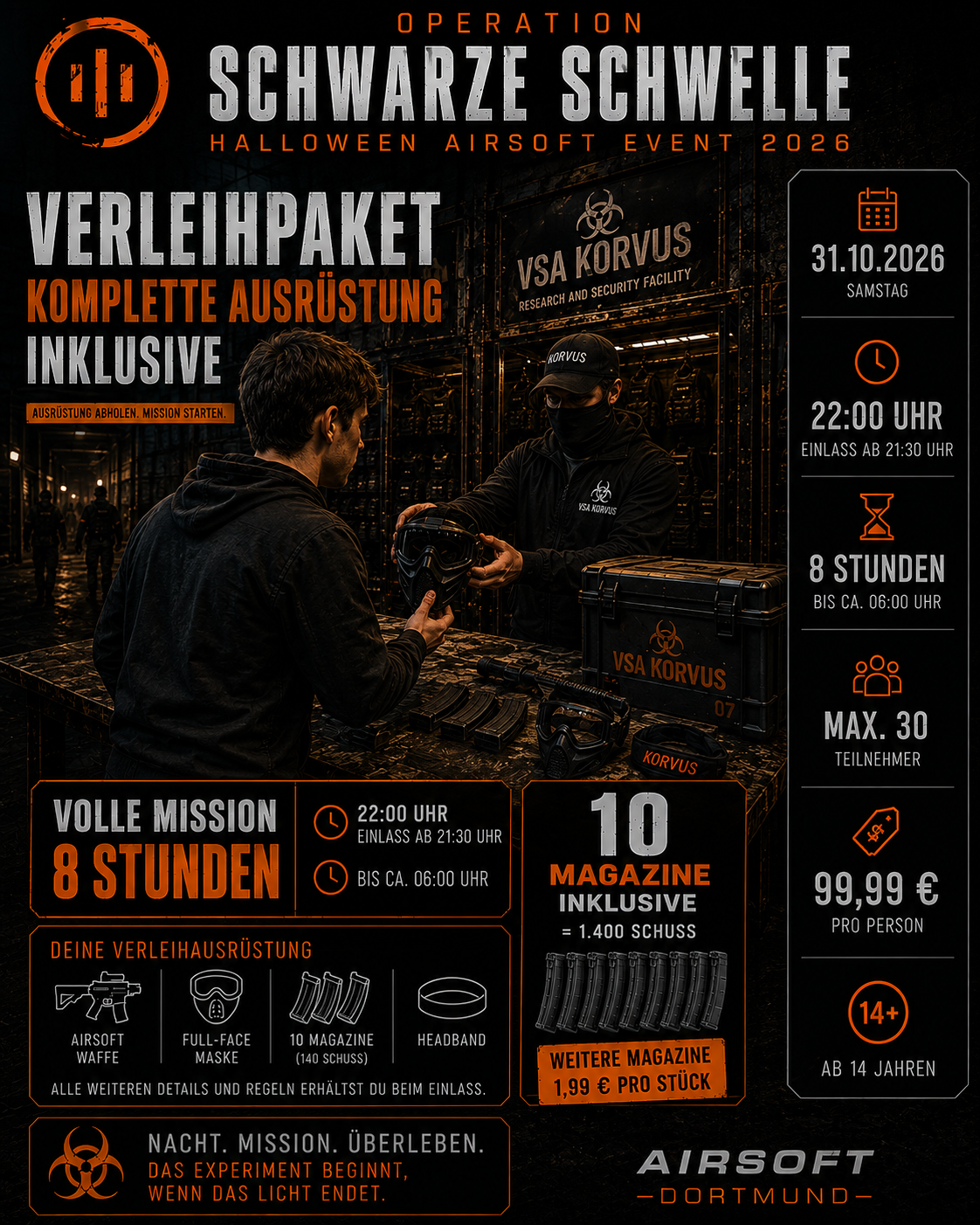 Operation Schwarze Schwelle – Halloween Airsoft Verleih 2026 | 8 Stunden ab 18 Jahren