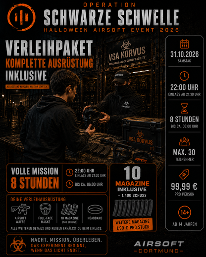 Operation Schwarze Schwelle – Halloween Airsoft Verleih 2026 | 8 Stunden ab 18 Jahren