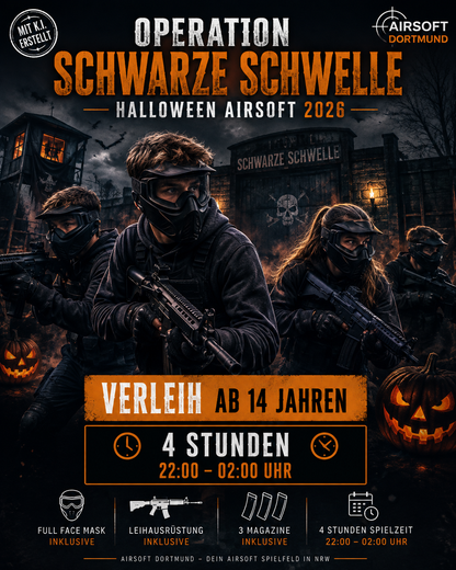 Operation Schwarze Schwelle – Halloween Airsoft Verleih 2026 | 4 Stunden ab 14 Jahren