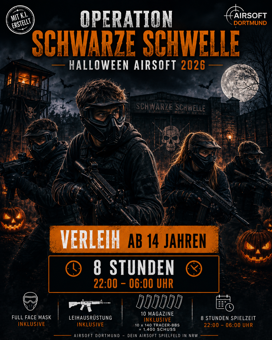 Operation Schwarze Schwelle – Halloween Airsoft Verleih 2026 | 8 Stunden ab 14 Jahren