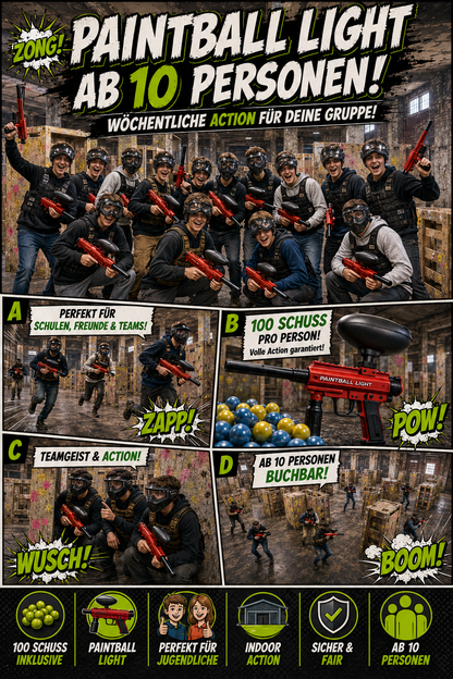 Paintball in der Woche: Action ab 12 Jahren – Das Anfängerpaket für Gruppen!
