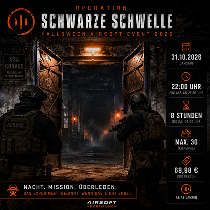 Operation Schwarze Schwelle – Halloween Airsoft Event 2026 | Eigene Ausrüstung (18+)